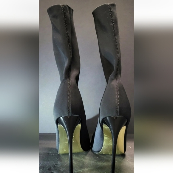 JESSICA RICH FANCY STILETTO BLACK BOOTS & NUDE TOE SZ 38 - Picture 8 of 12